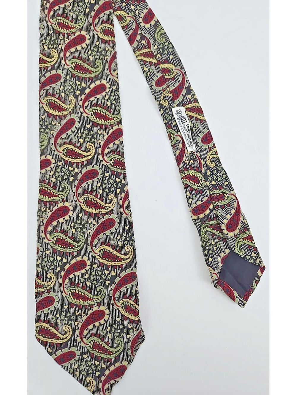 Giorgio Armani Cravatte 100% Silk Tie Green Gold Red Paisley Italy Colorful